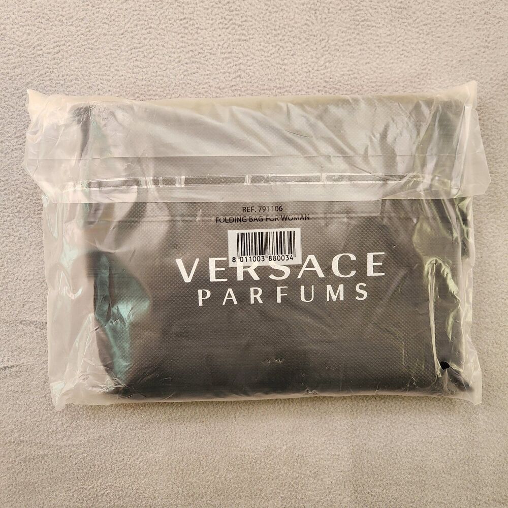 Versace Parfums Folding Tote Bag For Women Black Promo New